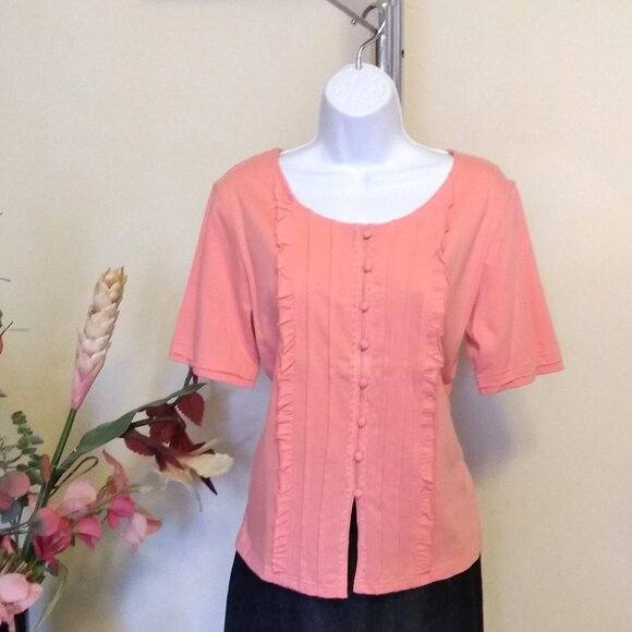 NWT Womens Summer Tunic Tops Short Sleeve Scoop Neck Casual Loose Blouse M 8 10 - Picture 1 of 9